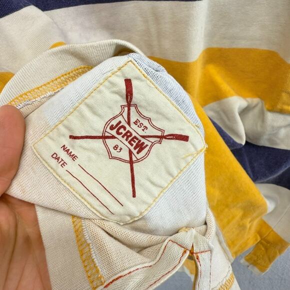Vintage J Crew Rugby Shirt mens Small Blue Yellow Colorblock Collared Preppy 90s - Picture 13 of 13